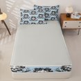 thumbnail image 4 of Manfei Gothic Skull Rose Zipper Full Size Comforter Sets with Fitted Sheet and 2 Pillowcases, Halloween Spooky Flying Bat Zipper Bedding Set, Light Blue Black,Grey Reversible,4 Pieces, 4 of 6
