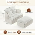 thumbnail image 2 of Timbernest Accent Chair with Ottoman, 47" Oversized Chaise Lounge Chair, Modern Corduroy Upholstered Armchair for Living Room, Dorm, Small Space, Beige, 2 of 9