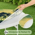 thumbnail image 5 of Elastic Table Cover Round Tablecloth with Tropical Paradise and Summer Beach Palm Trees Designs, Waterproof and Stain-Resistant Vinyl, Backed for Secure Fit and Heat Resistance, 5 of 7