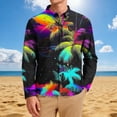 thumbnail image 4 of Donemore Men's Hawaiian Print Shirt Long Sleeve Notched Lapel Button Down with Pocket Beach Vacation Casual Style, 4 of 7