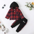 thumbnail image 5 of GYRATEDREAM Toddler Baby Boy Clothes Long Sleeve Tops Plaid Hoodie Sweatshirt + Sweatpants Little Boy Fall Winter Outfits Set 0-24 Months, 5 of 16