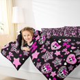 thumbnail image 3 of Feelyou Cute Bow Skull Twin Comforter Sets, Sugar Gothic Halloween Bedding Set, Black Pink, Black Reversible, 2 Pieces, 1 Comforter and 2 Pillowcases, 3 of 7