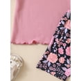 thumbnail image 6 of Toddler Baby Girl Summer Outfit 6M 12M 18M 24M 3Y 4Y  Waffle Solid T-Shirt Top Floral Short Set Cute Summer Clothes, 6 of 9