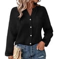 thumbnail image 5 of Dvprdro Womens V Neck Long Sleeve Button Down Shirts Cotton Solid Blouses Casual Loose Tops, 5 of 6