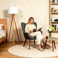 thumbnail image 3 of Modern Upholstered Dining Chairs, Kitchen Chairs with Wood Legs, High Back Dinning Chair for Kitchen, Dining Room, Living Room, Restaurant, Dark Gray, 3 of 7