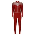 thumbnail image 3 of Alvivi Women One Piece Full Length Gymnastics Leotard Figure Skating Jumpsuit Bodysuit Catsuit Burgundy XL, 3 of 7