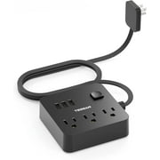 Flat Plug Power Strip, TESSAN Ultra Thin Extension Cord with 3 USB Wall Charger, 5 ft Slim Desk Charging Station