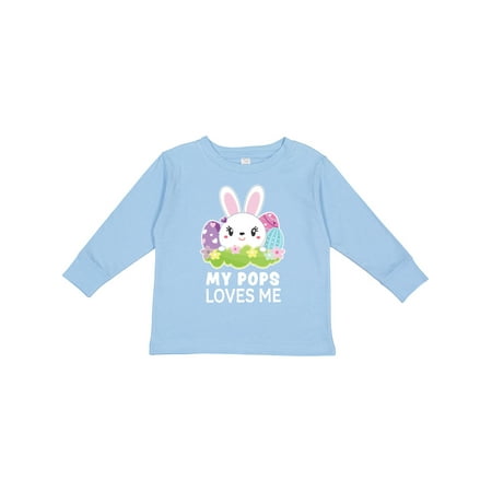 

Inktastic My Pops Loves Me with Bunny and Easter Eggs Gift Toddler Toddler Girl Long Sleeve T-Shirt