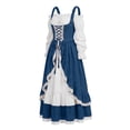 thumbnail image 2 of LEKWK Renaissance Dress Women Off Shoulder Lace-Up Corset Dress Vintage Ruffled Lace Trim Medieval Dress for Halloween Cosplay Theme Party, 2 of 6