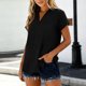 thumbnail image 2 of Camisetas de Manga Corta Extra Larga para las Mujeres Blusa con Cuello en V Azul Claro, 2 of 8
