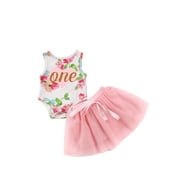 Newborn Baby Girl 1st Birthday Cake Smash Outfits Princess Romper Tutu Skirt Set