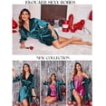 thumbnail image 4 of Ekouaer Women Satin Kimono Robe Valentines Lingerie Ruffle Belted 3/4 Sleeve Bathrobe for Bridesmaids, Wedding & Special Occasions, 4 of 6