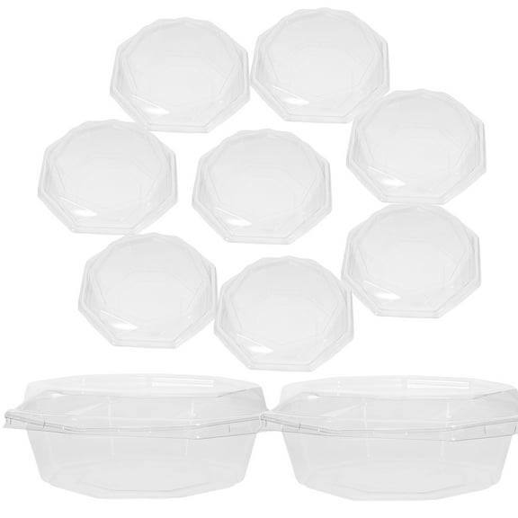 EXHUMKY Transparent Plastic Fruit Tray with Lid for Storage Convenient Disposable Clamshell Food Containers 10 Set