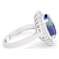 thumbnail image 2 of Vintage Art Deco Wedding Ring Oval Rainbow CZ 925 Sterling Silver Size 5, 2 of 7