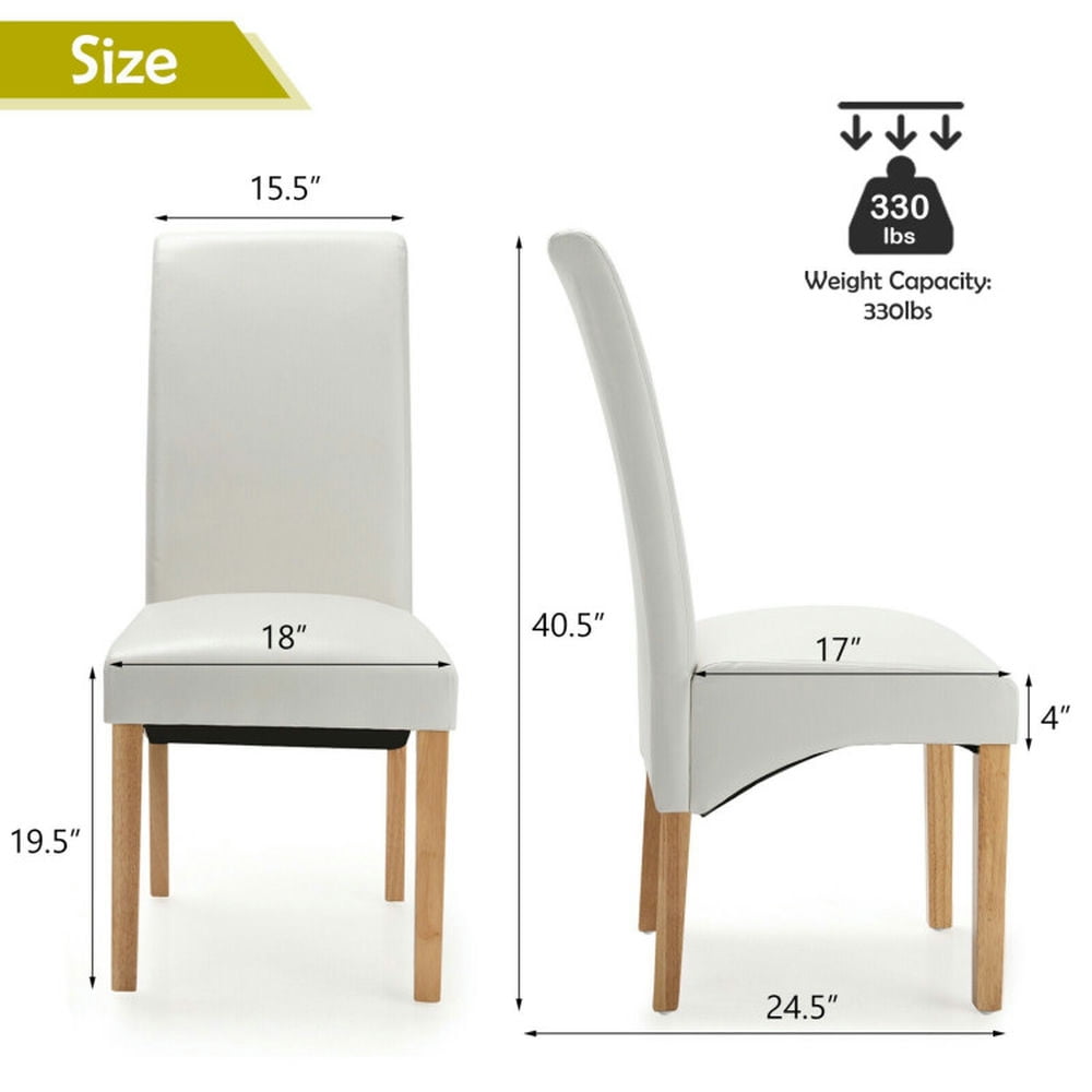 Demi Bonn 2 Pieces Dining Chairs Set with Rubber Wood Legs and Backrest, Beige