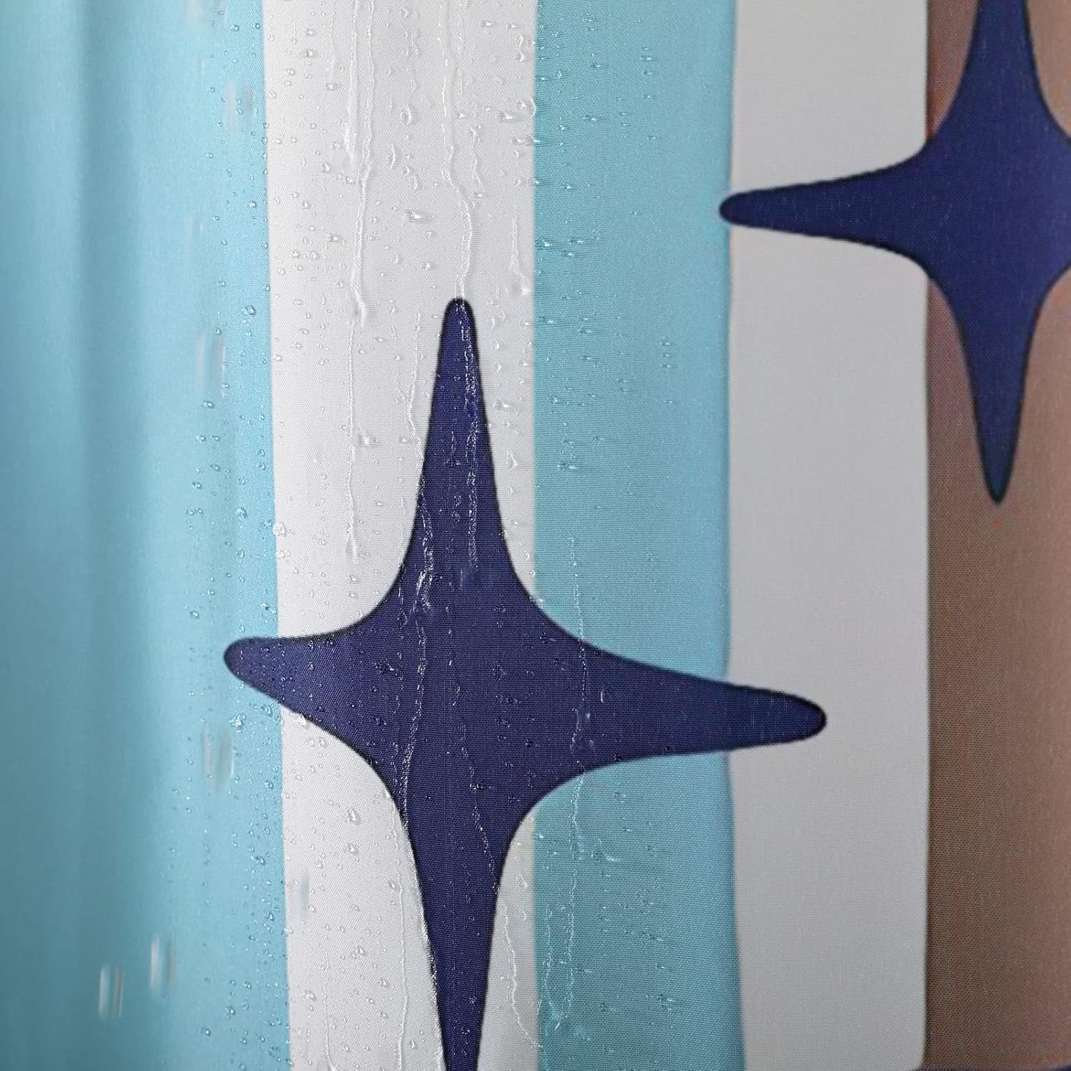 Mid Century Modern Abstract Fabric Shower Curtain Blue Orange 1960’s Old Fashioned Scandinavian Bathroom Decor Accessories Colorful Retro Geometric Shower Curtain Set with 12 Hooks, 72x72