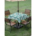 thumbnail image 3 of Outdoor Tablecloth with Umbrella Hole & Zipper, Teal Green Coastal Tree Square Tablecloth 54x54 Inch, Summer Palm Trees Tropical Botanical Patio Table Cover Waterproof Table Cloth for Picnic/Party, 3 of 7