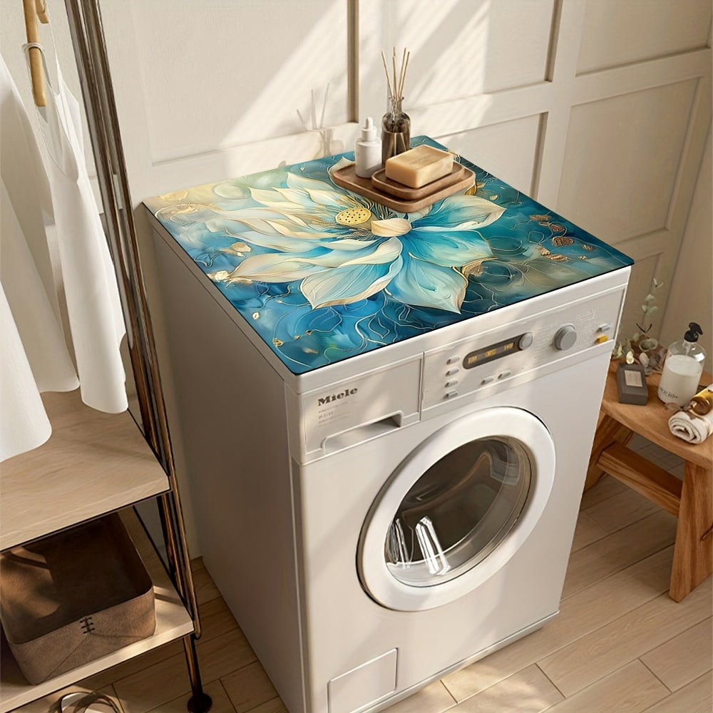 1pc, Dish Drying Pad, Floral Pattern Washing Machine Dust Cover Pad, Washstand Drain Mat, Soft Faucet Absorbent Mat, Washstand Cup Mat, Kitchen Accessories, Bathroom Accessories