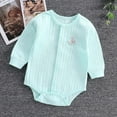 thumbnail image 2 of KyCheLot Cotton Romper for Girls Boys Snap Long Sleeve Bodysuit Solid Color Clothes Newborn 0-12 Months, 2 of 2