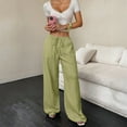 thumbnail image 7 of WTOBBY Women's Fashion Versatile Drawstring Casual Solid Color Pleated Wide-Leg Pants, High Waist Comfortable Trousers for Office and Travel,Light Green M, 7 of 7