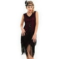 thumbnail image 1 of PrettyGuide Women's Flapper Dresses Sequin Pearl Fringe Dress V Neck 1920s Dress Art Deco Great Gatsby Dress, 1 of 8