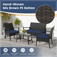 thumbnail image 4 of Costway 4PCS Patio Rattan Wicker Furniture Set Cushioned Sofa Armrest Coffee Table Navy, 4 of 9