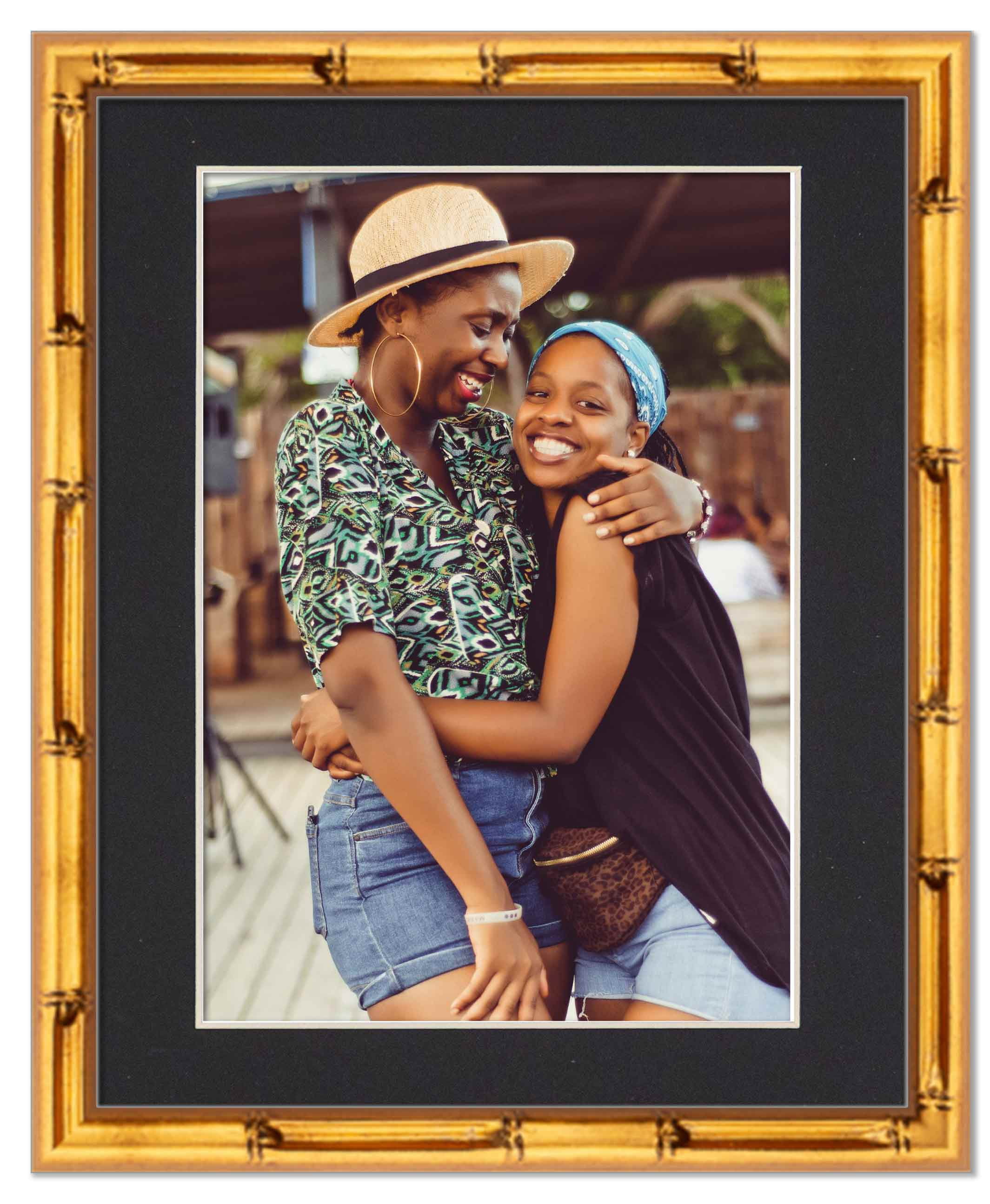 16x20 Frame Gold Bamboo With Black Picture Mat For 16x20 Photo - Gold Bamboo 18x24 Frame To Display