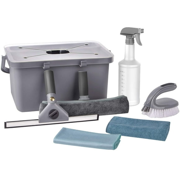 MR.SIGA Window Cleaning Kit with Storage Caddy, Professional Window Washing Equipment, Multi-purpose Household Cleaning Supplies Kit