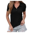 thumbnail image 2 of Lixiuxyad Women's T Shirt Solid Button Up Short Sleeved T Shirt Casual Summer,Black L, 2 of 6