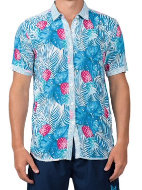 Endless Summer Men's Tropical Short Sleeve Swim Shirt, up to Size 2XL