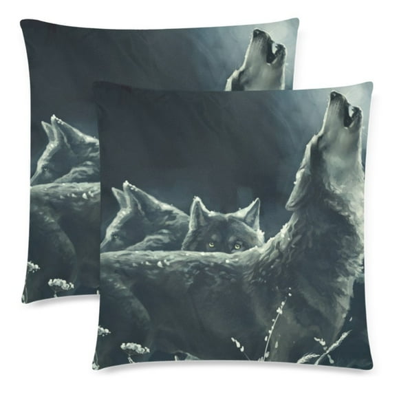 YUSDECOR Wolves Wolf Animal Pillowcase Pillow Protector Cushion Cover 18x18 inch,Set of 2