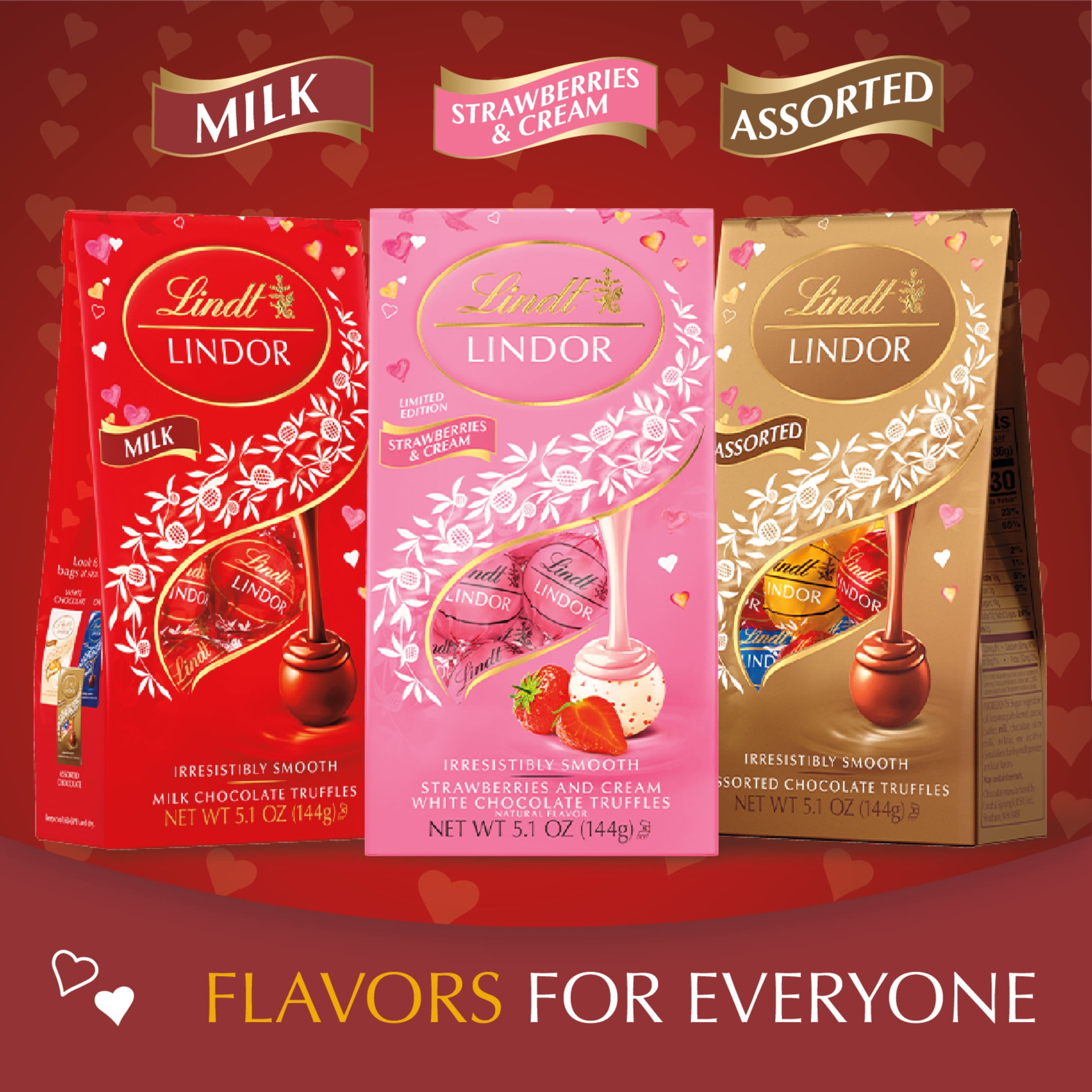 (5 pack) Lindt LINDOR Valentine's Day Milk Chocolate Candy Truffles, 5.1 oz. Bag