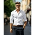 thumbnail image 2 of Youclos Men's Stretch Dress Shirts Long Sleeve Button Down Shirt Wrinkle-Free, 2 of 6
