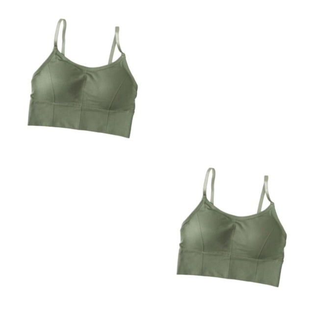 Qarigey Tank Crop Top Bra Lencería sexy Cómoda Ropa interior sin costuras Bralette Thin Slim Casual Sin mangas para deportes Verde Verde 2piezas