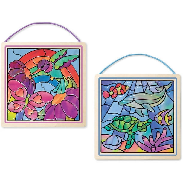 Melissa & Doug Peel and Press Stained Glass Activity Kits Set Rainbow