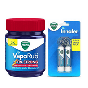 Vicks VapoRub Xtra Strong 50ml + Vicks Inhaler 2-Pack (0.5ml Each) Menthol & Eucalyptus Set