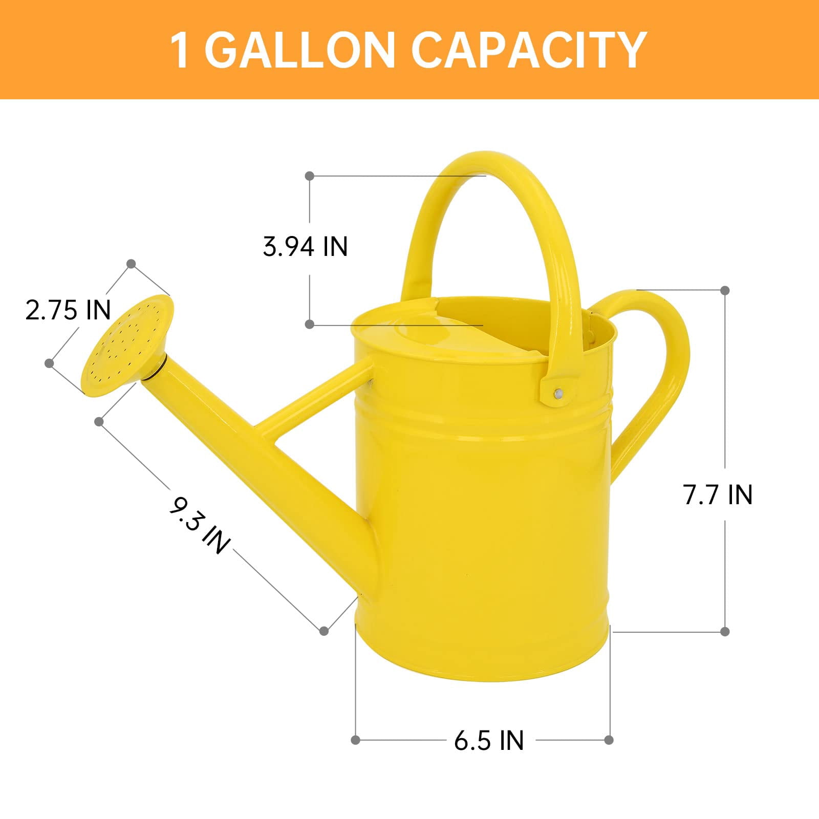 Metal Watering Can for Outdoor Plants, Galvanized Steel Watering Can with Removable spout, 1 Gallon,Perfect Home & Garden Décor Cream Green - YELLOW