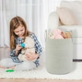 thumbnail image 5 of WarmHaven Cotton Rope Laundry Basket Hamper for Clothes Woven Storage Basket for Living Room Bedroom Boho Tall Rope Baskets for Blanket Toys Pillow Towels Baby Nursery Hamper Bin green, 5 of 14