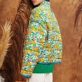thumbnail image 6 of Lovskoo Women's Cropped Floral Quilted Jacket Warm Long Sleeve Print Puffer Jacket Coats with Pockets Green, 6 of 9