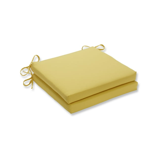 Pillow Perfect Extérieur / Intérieur Fresque Solides Jaunes Coins Carrés Coussin d'Assise 20x20x3 (Lot de 2)