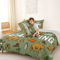thumbnail image 4 of Catabedysis Retro Camping Full Size Comforter Sets,Camp Life Print Bedding Comforter Set For Boys,Green,Light Gray Reversible,3 Pieces,1 Comforter and 2 Pillowcases, 4 of 7