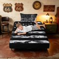 thumbnail image 5 of Manfei Retro Gray Camo American Flag Twin Sheets, Sleek Patriotic Independence Day Bedding, Black Reversible 3 Pieces (1 Flat Sheet, 1 Fitted Sheet and 1 Pillowcase), 5 of 6