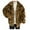Khaki, variant on ZVNAΖH Men's Faux Fur Coat Winter Warm Lapel Overcoat Zip Front Luxury Fluffy Outwear Leopard Print Coat with Pockets