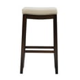 thumbnail image 2 of Linon Claridge Backless Wood Bar Stool, 32.25" Seat Height, Dark Walnut Finish with Beige Linen Fabric, 2 of 9