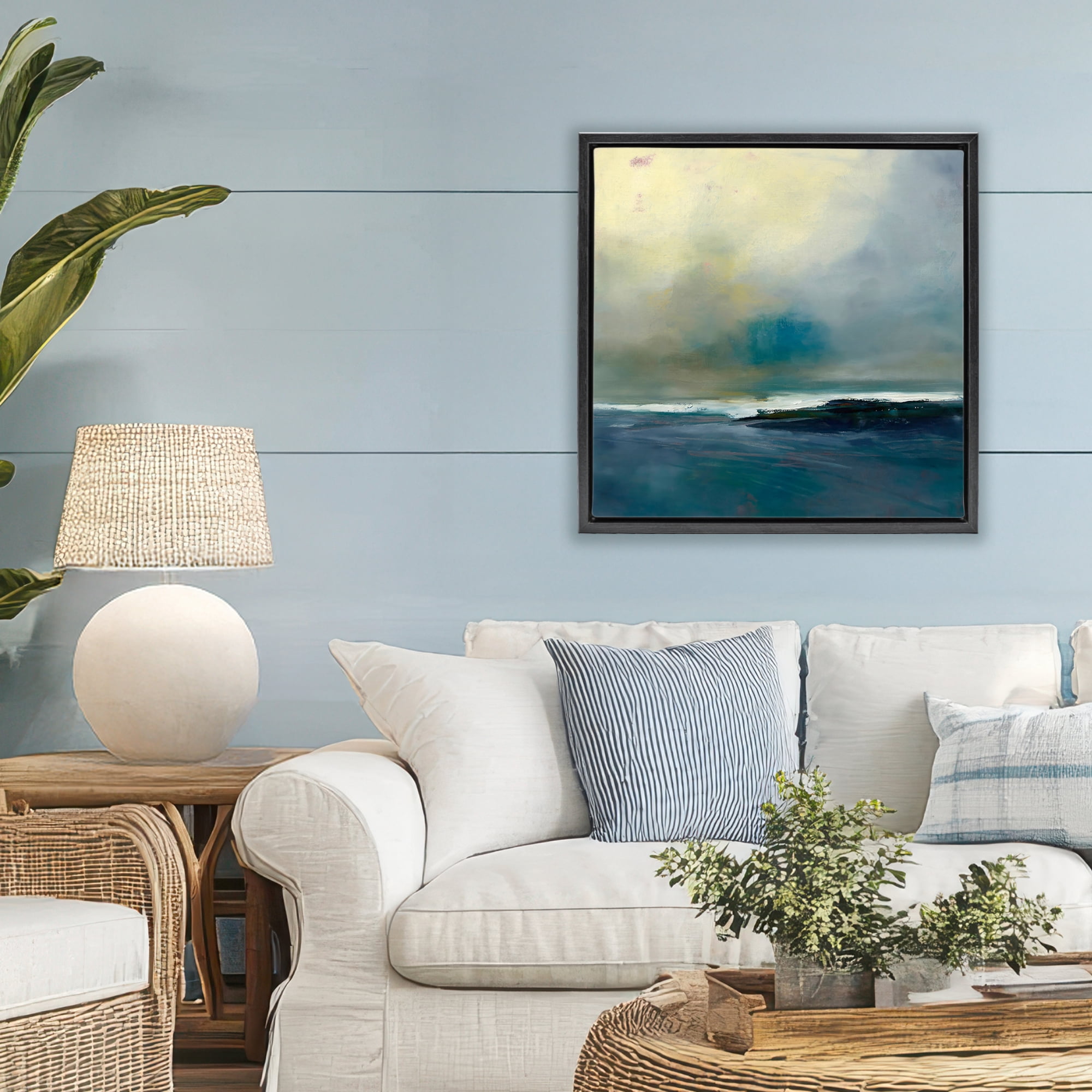 Stupell Industries Channeling Calm Horizon Black Framed Floater Canvas Wall Art, design by Patrick Dennis