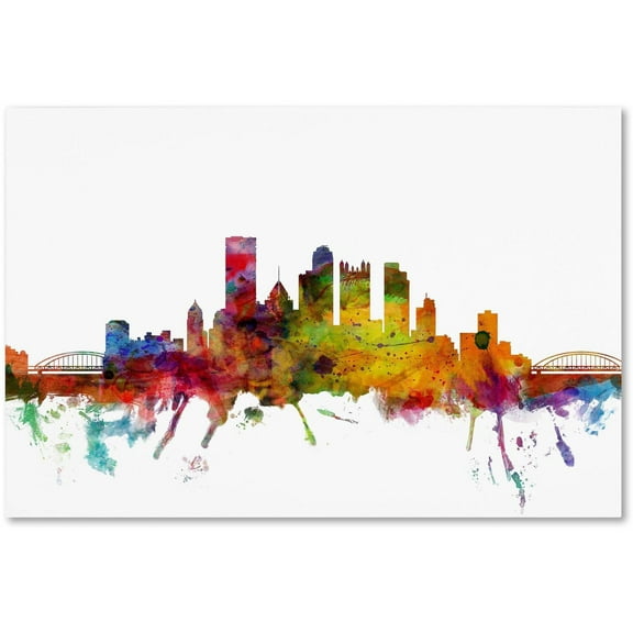 Trademark Fine Art "Pittsburgh Pennsylvania Skyline" Canvas Art by Michael Tompsett