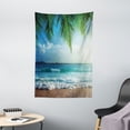 thumbnail image 1 of Ocean Tapestry, Palms Tropical Island Beach Seashore Water Waves Hawaiian Nautical Marine, Wall Hanging for Bedroom Living Room Dorm Decor, 40W X 60L Inches, Blue Green Turquoise, by Ambesonne, 1 of 2