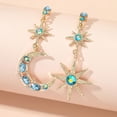 thumbnail image 4 of Pendientes de Mujer Pendientes Colgante Diseño de Luna y Estrellas con Zirconia Cúbica, Aretes de Mujer Hipoalergénicos Color Oro, 4 of 4