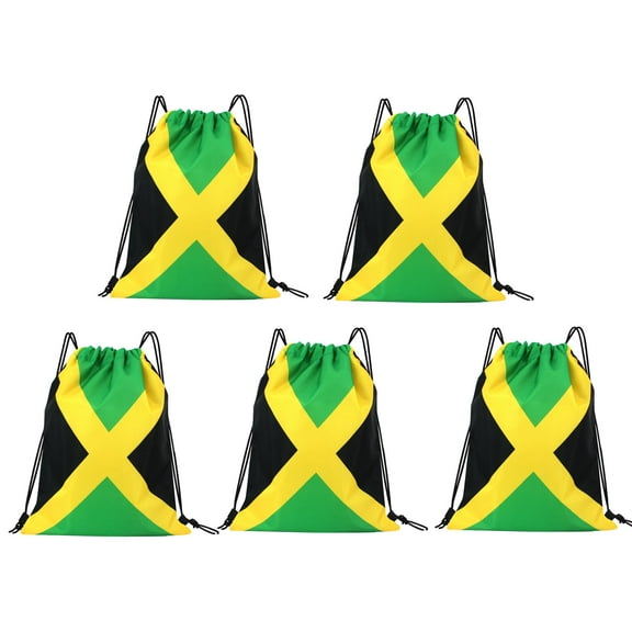 Man and Women 5pcs Drawstring Backpack Waterproof Gym Sports Trave String Bag Cheer Bag Jamaican Afro Rasta（Jamaican 5pcs ）