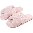 thumbnail image 7 of Jiibva Pearl Slippers Women's Fuzzy Cross Slippers Bride Wedding Slippers Gift Open Toe House Slipper Bedroom Shoe Indoor Outdoor, 7 of 7
